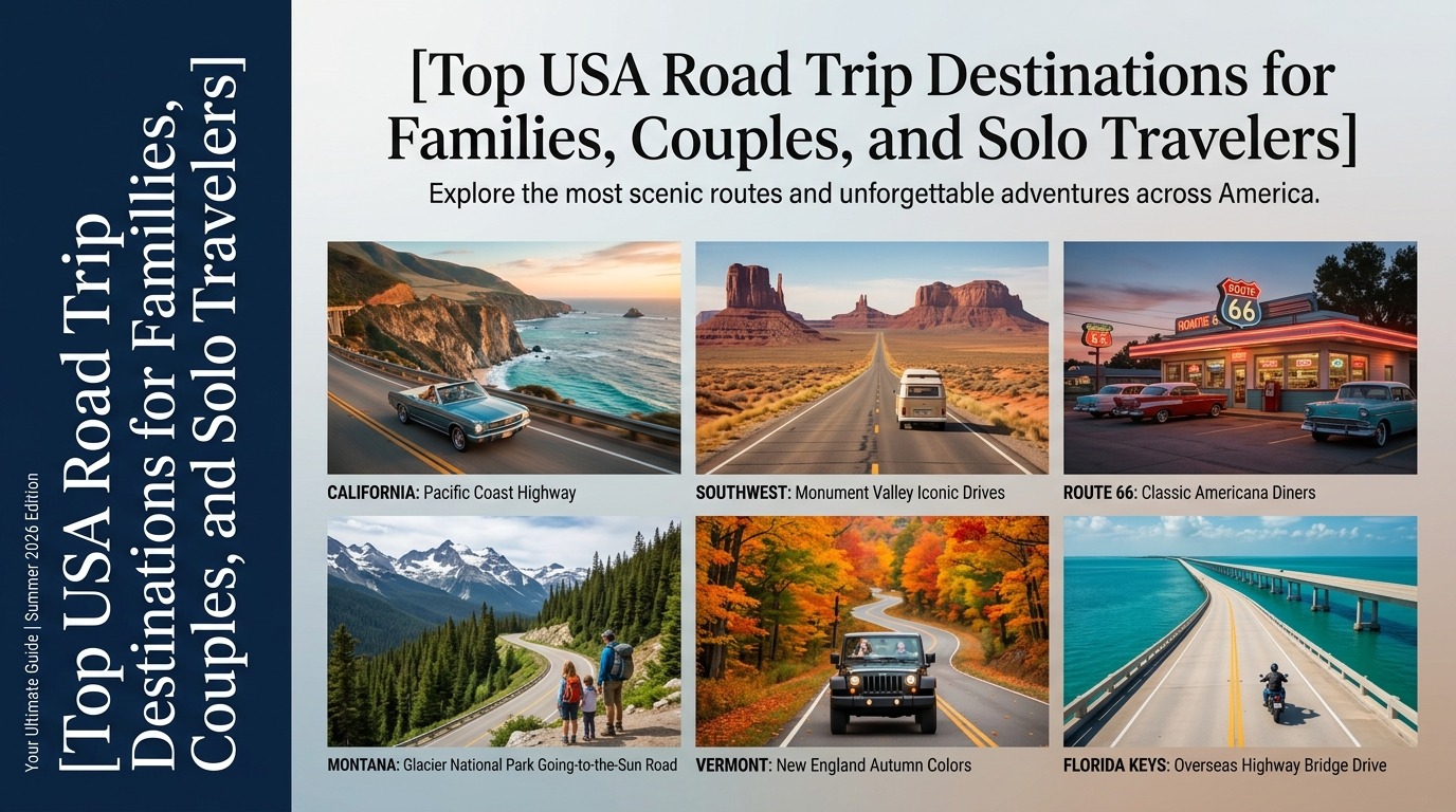 Top USA Road Trip Destinations for Families, Couples, and Solo Travelers